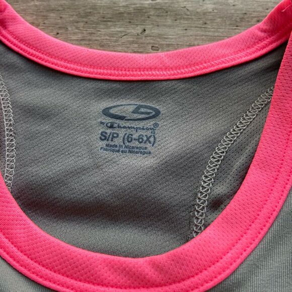 Champion C9 Girls Tank Top Size S 6 6X Gray Pink Activewear Duo Dry Max NEW - Picture 3 of 6